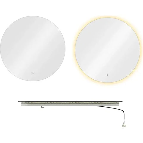 3er-Pack Friseur Bedienplatz mit LED-Hintergrundbeleuchtung, Friseurarbeitsplatz Aria mit dimmbarer Farbtemperatur 80 cm Spiegel