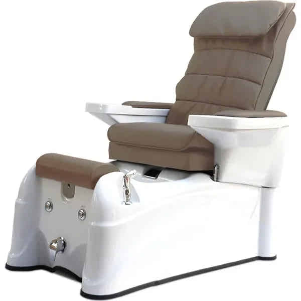 SPA Pediküre Sessel mit Waschbecken, Shiatsu-Massagesystem und Fußwanne, braune Polsterung