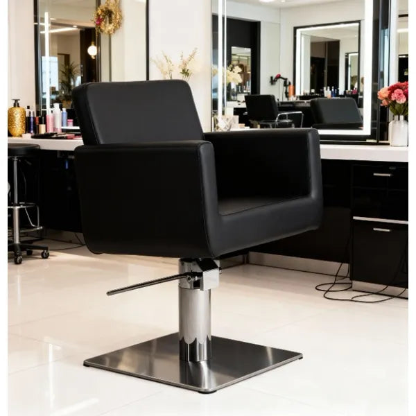 Friseurstuhl in eleganter Schwarz-Farbe, Luxuriöser Friseur stuhl Chic Q - Tiptop - Einrichtung
